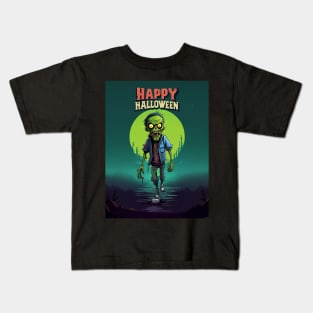 The Walking Zombie (Happy Halloween) Kids T-Shirt